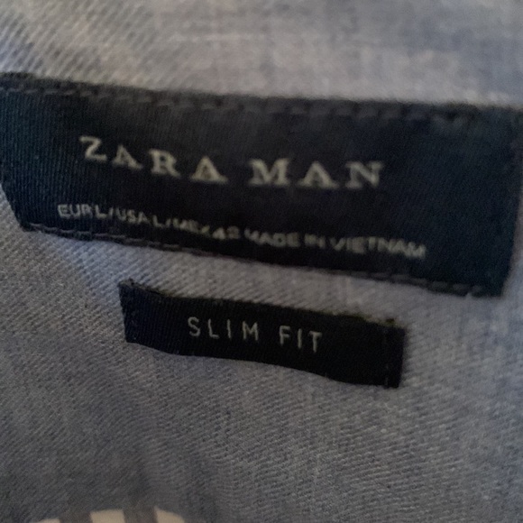 Zara Striped Dress Shirt in Large Slim Fit (Blue/White - Picture 3 of 3